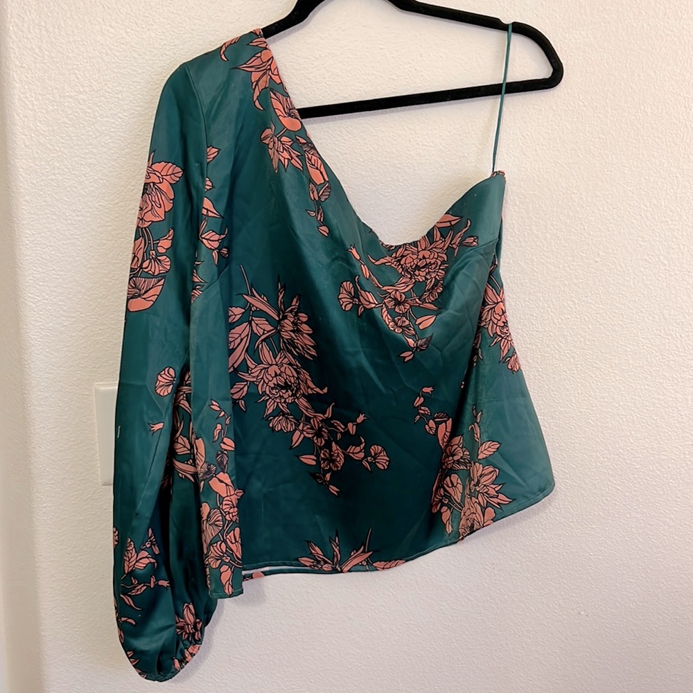 Silky green and pink top